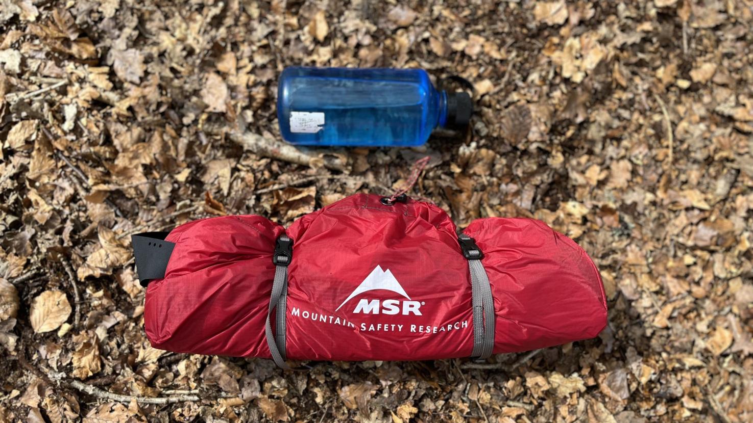 MSR Hubba NX tent showing the vestibule and door detail