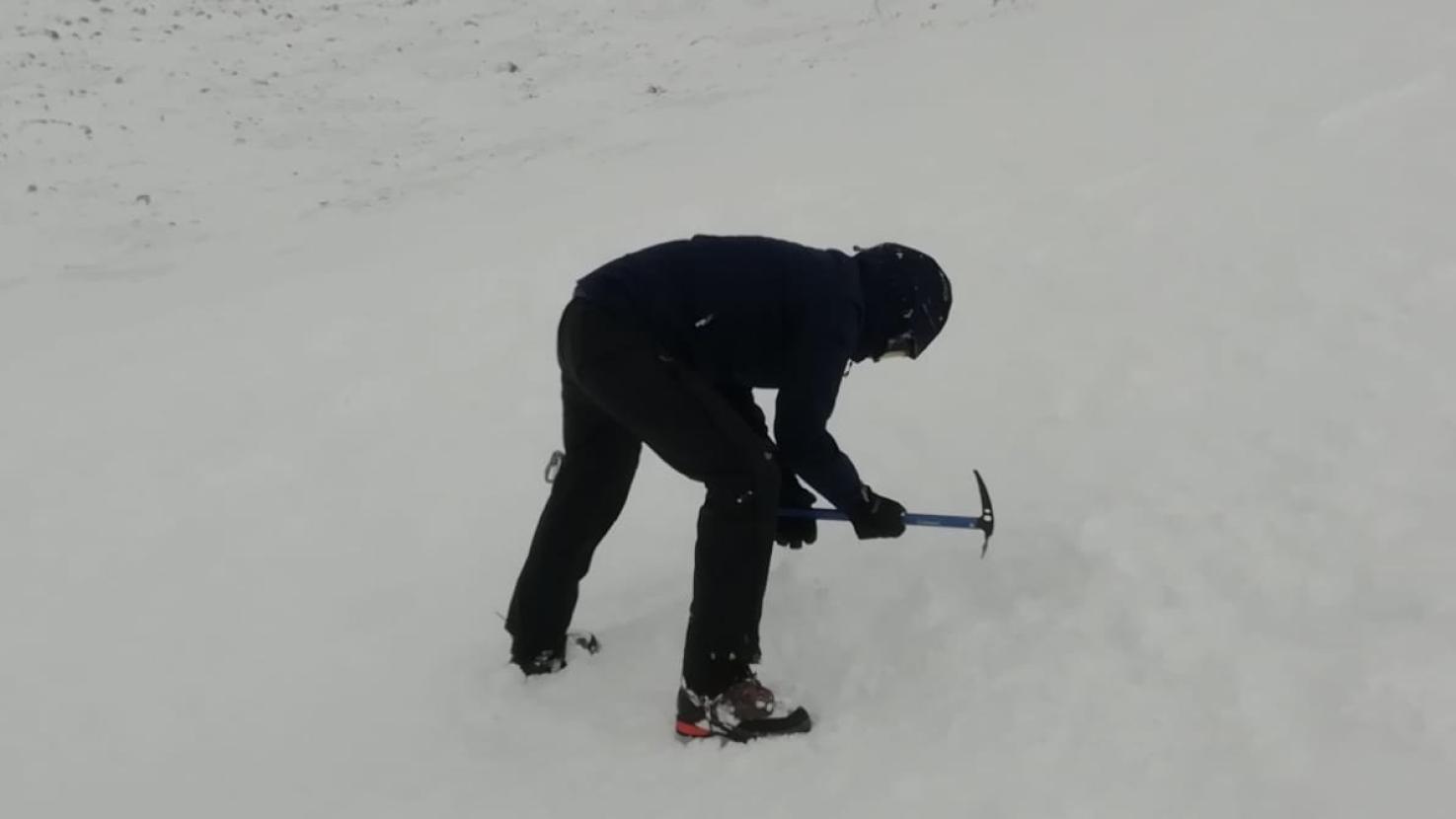  Working up a sweat building a snowhole in the Cairngorms. 