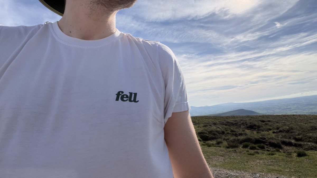 Fell The Original Tee logo and lyocell-cotton fabric close-up